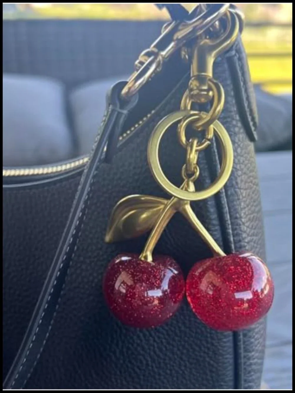 Realistic Cherry Bag Charm Keychain with Detachable Ring and Clip